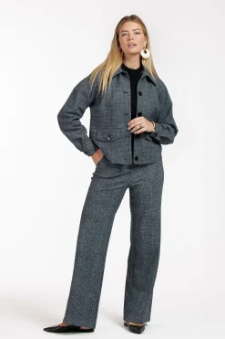Lexie bnd tweed trousers - black/off white