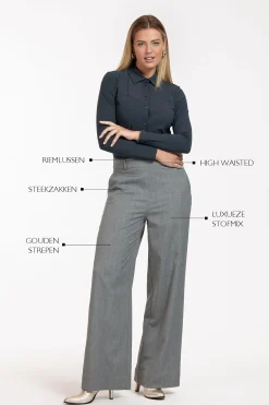 Lexie gold stripe trousers - grey melange/gold