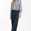 Lexie mini check trousers - dark blue/black