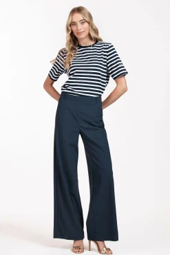 Lexie mini check trousers - dark blue/black
