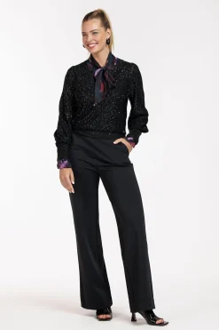 Lexie shiny bonded trousers - black