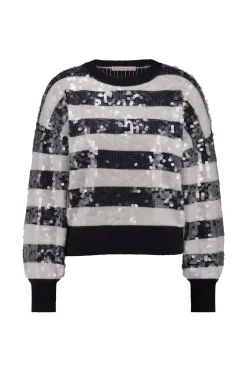Lilly sequins pullover - dark blue/off white