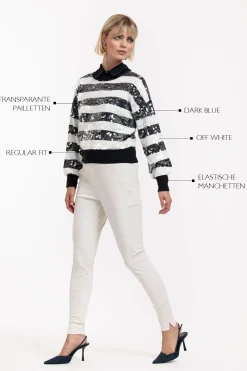 Lilly sequins pullover - dark blue/off white