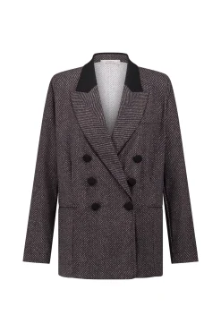 Loulou herringbone blazer - black/espresso