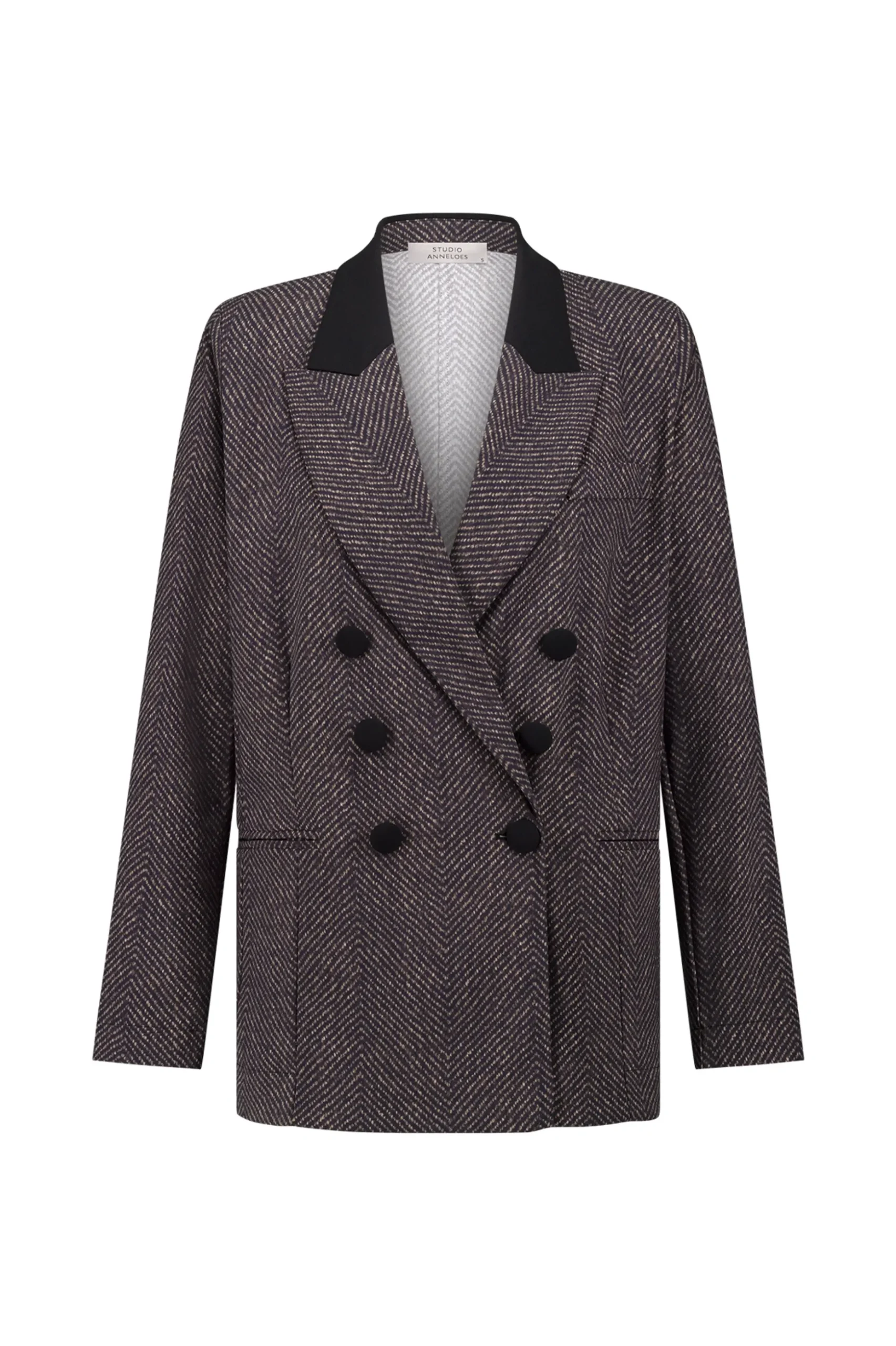Loulou herringbone blazer - black/espresso