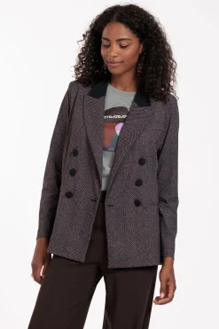 Loulou herringbone blazer - black/espresso