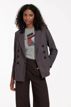 Loulou herringbone blazer - black/espresso