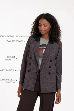 Loulou herringbone blazer - black/espresso
