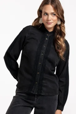 Lourdes denim blouse - black