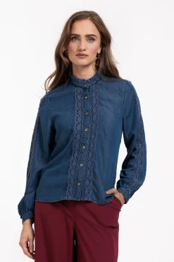 Lourdes denim blouse - dark jeans blue