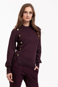 Lovis button pullover - blackberry