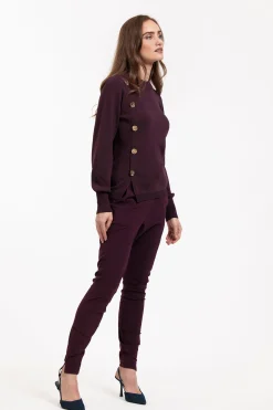 Lovis button pullover - blackberry