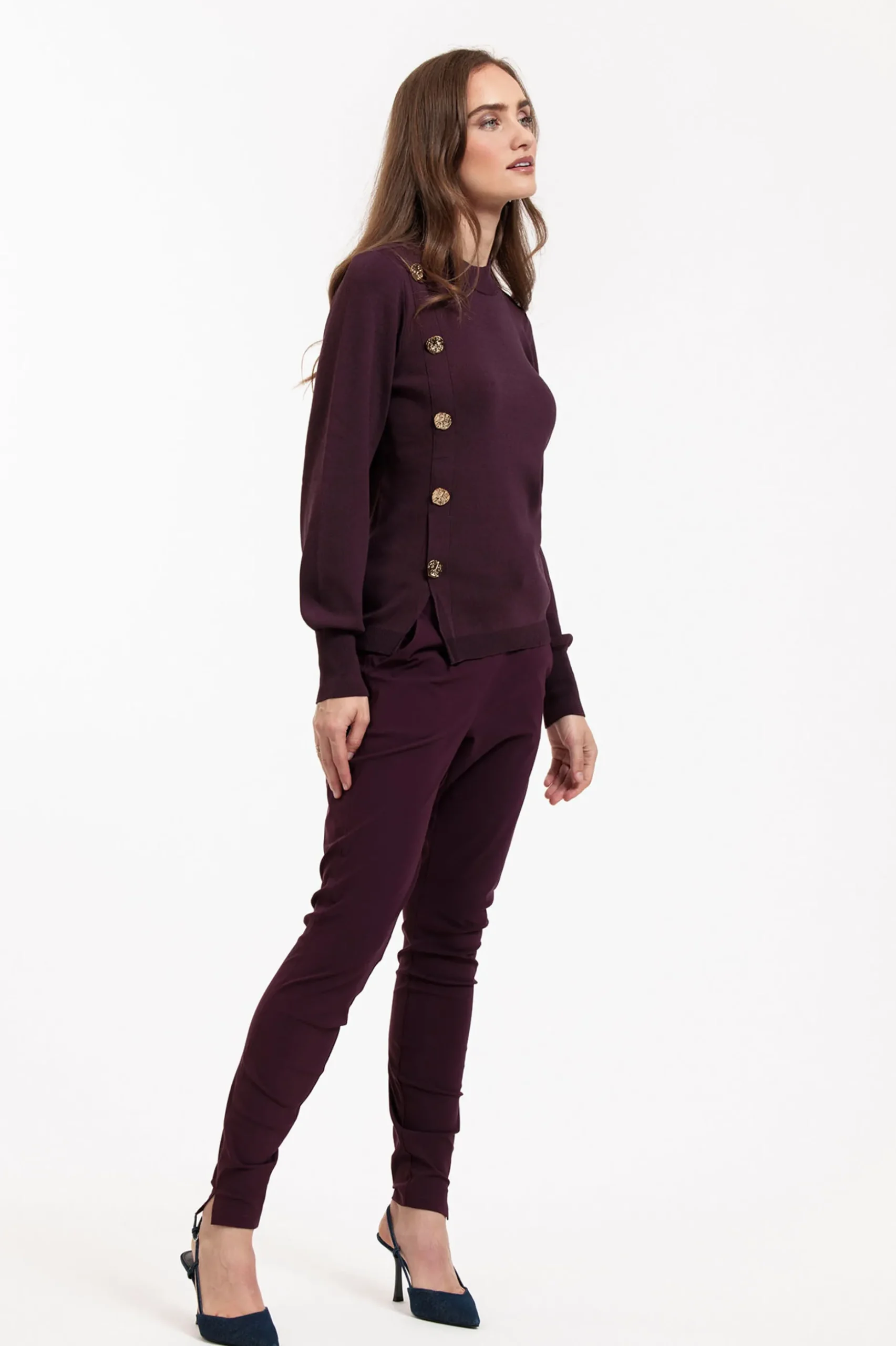 Lovis button pullover - blackberry