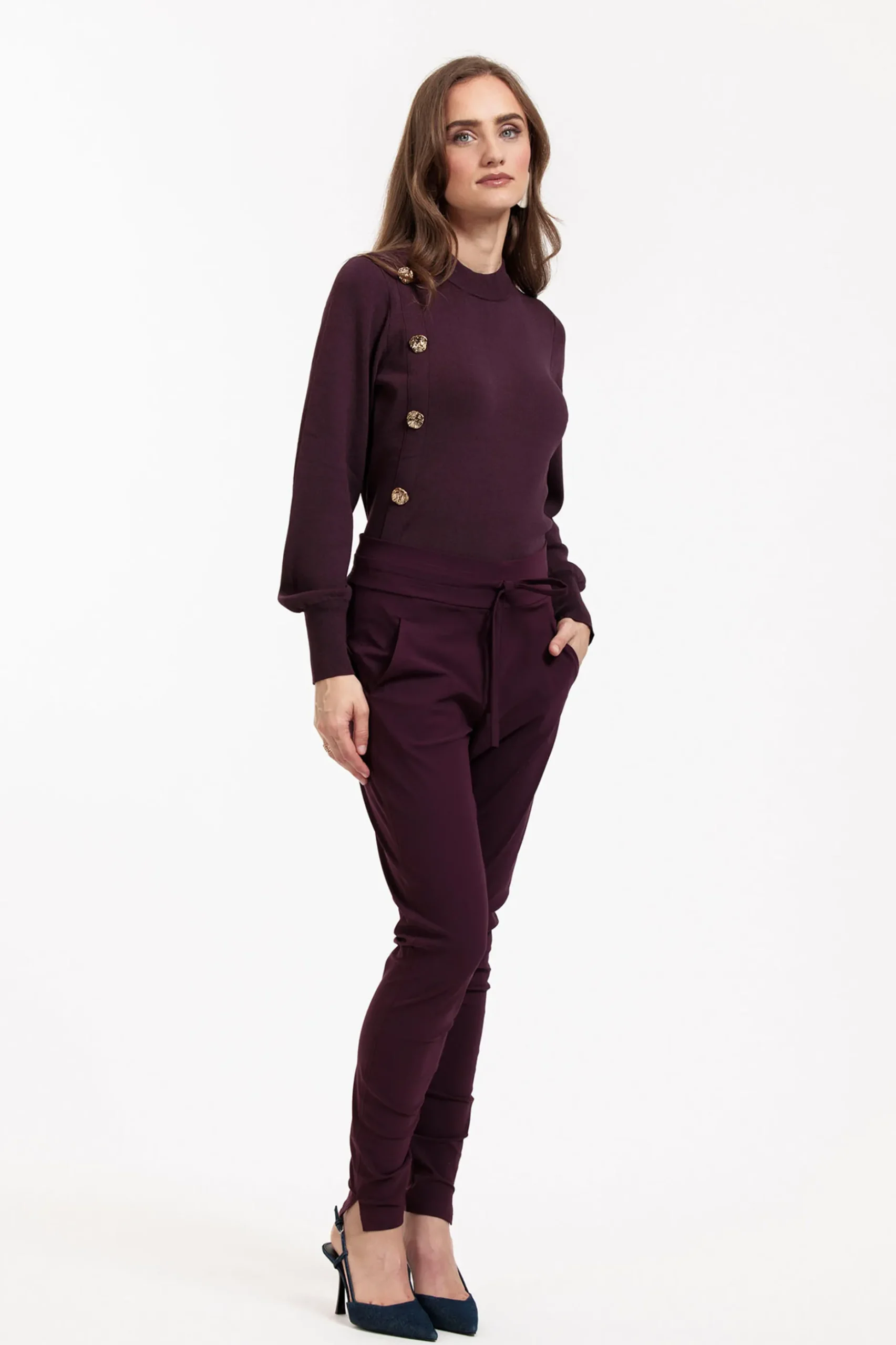 Lovis button pullover - blackberry