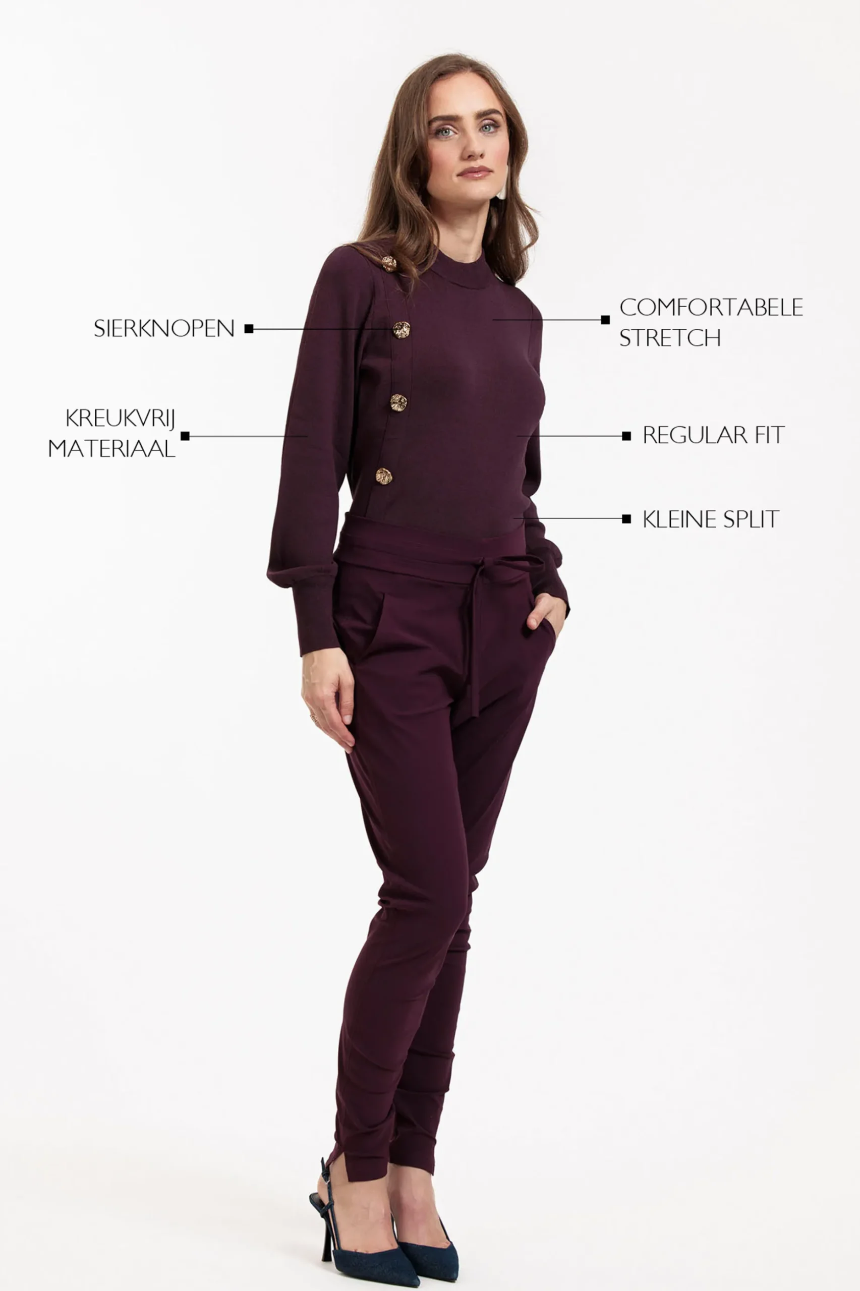 Lovis button pullover - blackberry