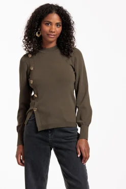 Lovis button pullover - new army