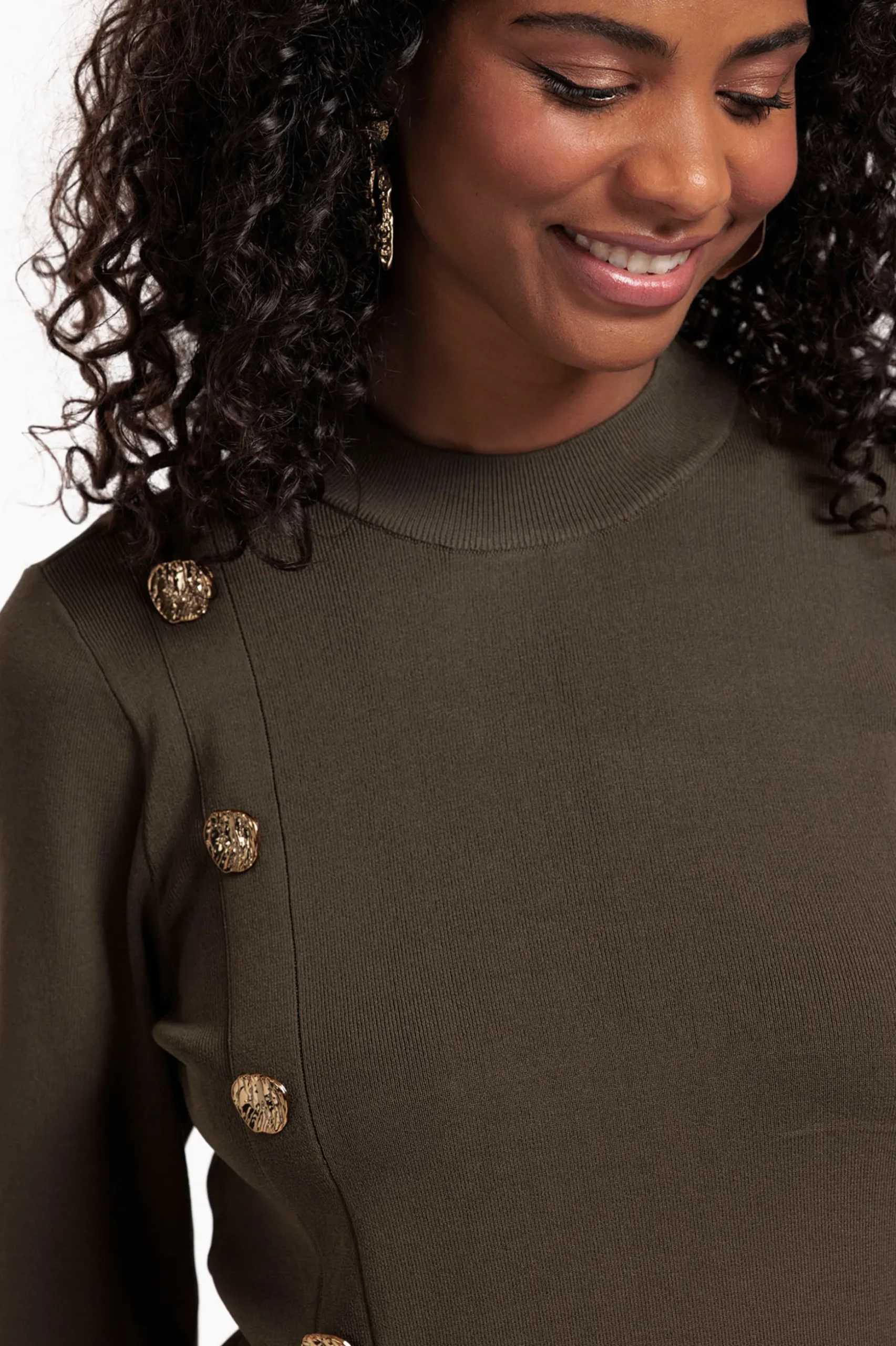 Lovis button pullover - new army