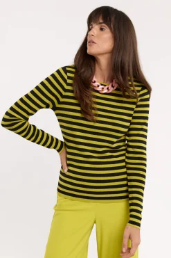 Luna stripe pullover - black/lime
