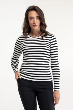 Luna stripe pullover - off white/black
