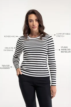 Luna stripe pullover - off white/black