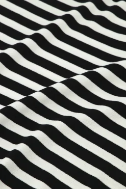 Luna stripe short slv pullover - black/off white