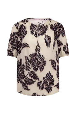 Maite flower crepe top - kit/chocolate