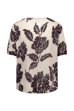Maite flower crepe top - kit/chocolate