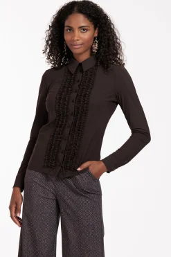 Mallory ruffle blouse - espresso