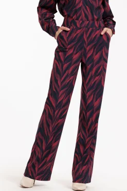Marilon leaves trousers - darkblue/merlot