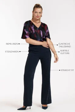Marilon sparkle trousers - dark blue