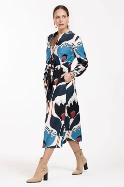 Marin tulip poplin dress - multi color