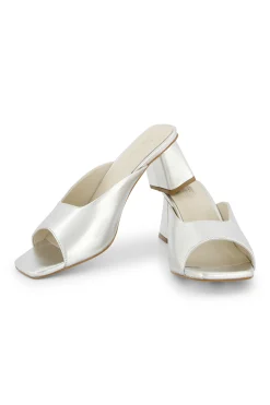 Maureen mid heel sandals - silver