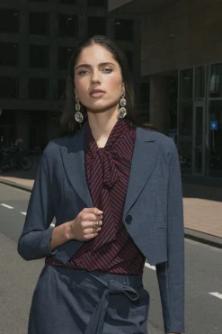 Mavy woven look blazer - midnight blue
