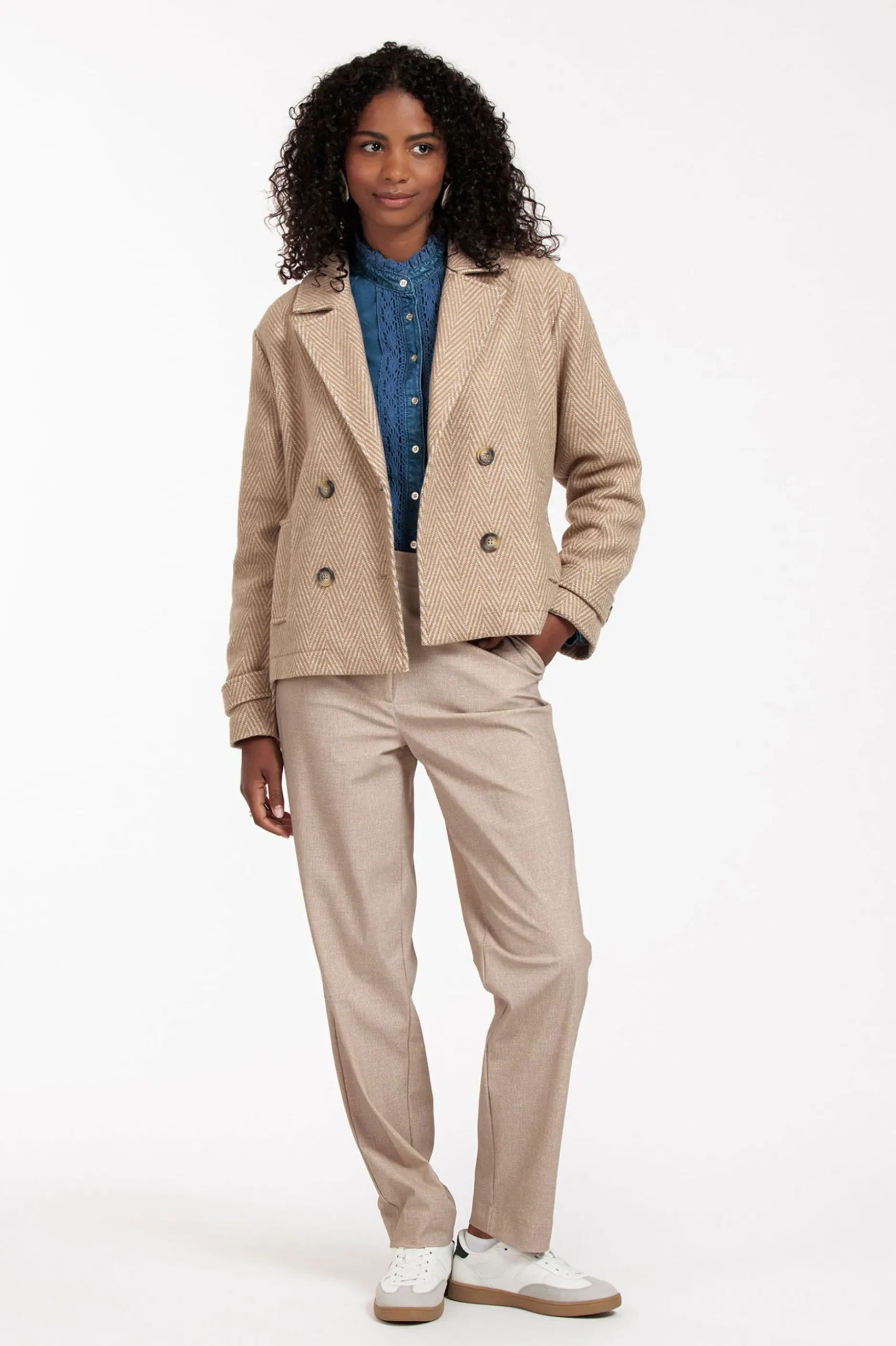 Meriel herringbone jacket - beige