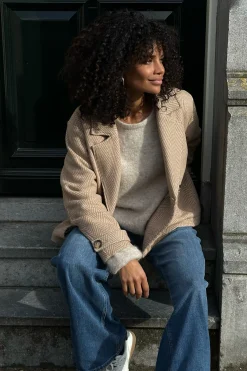 Meriel herringbone jacket - beige