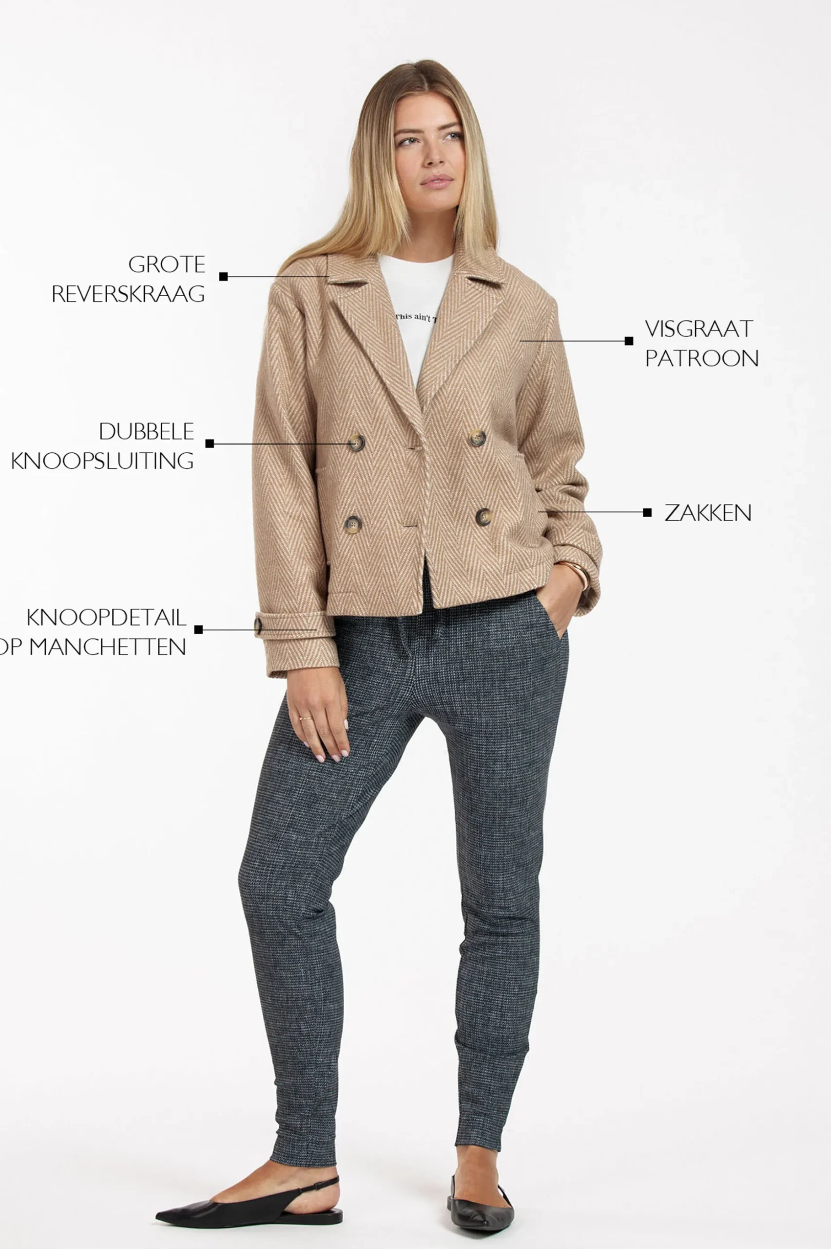 Meriel herringbone jacket - beige