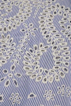 Midge border embroidery blouse - light blue/ecru