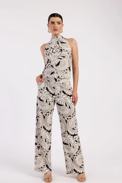 Monica paisley jumpsuit - offwhite/clay
