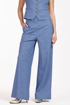 Nanet pinstripe trousers - denim blue