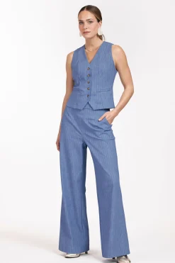 Nanet pinstripe trousers - denim blue