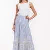 Nola embroidery skirt - light blue/ecru