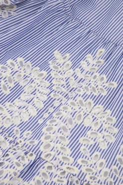 Nola embroidery skirt - light blue/ecru