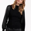 Noortje faux leather pullover - black