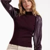 Noortje faux leather pullover - blackberry