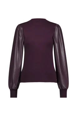 Noortje faux leather pullover - blackberry