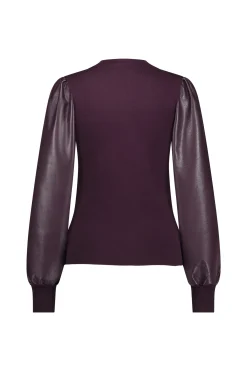 Noortje faux leather pullover - blackberry