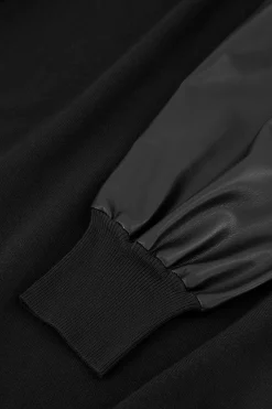 Noortje faux leather pullover - black
