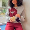 Nour flower pullover - grey melange