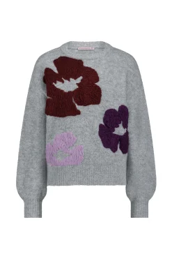 Nour flower pullover - grey melange
