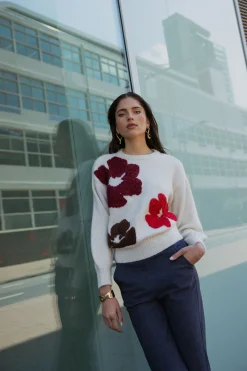Nour flower pullover - kit/merlot